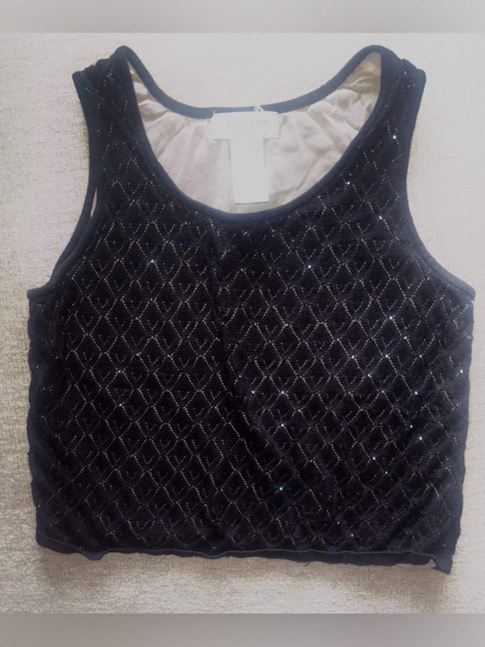 Beaded Black Petite Top | Jones New York P/S Lined Sparkle Evening Blouse